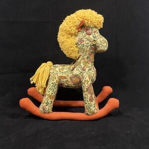 vintage plush rocking horse decor 13in hand made tapestry nursery accent